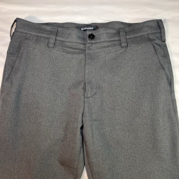 Bluffworks Gramercy Pants Men’s Size 34x30 Gray Regular Fit Flat Front Straight - Picture 2 of 15